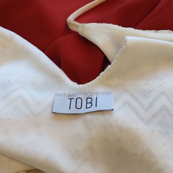 Tobi Burnt Orange with Creamy Lace Halter Top Mini Swing Dress Sz S‎ - Picture 11 of 13